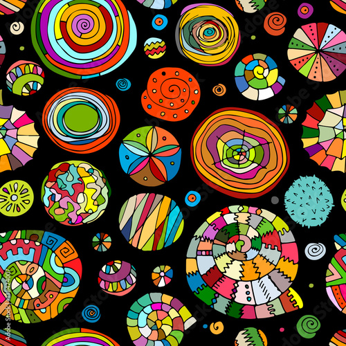 Abstract spirals and circles, seamless pattern for your design