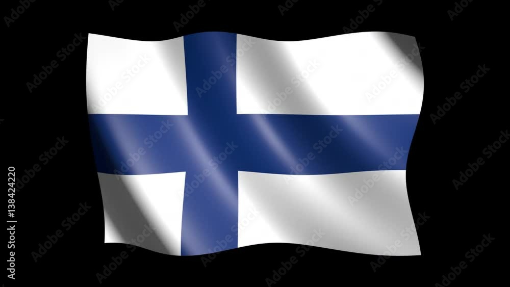 Flag of Finland isolated on alpha channel, seamless looping Flag of Finland isolated on alpha channel, seamless looping