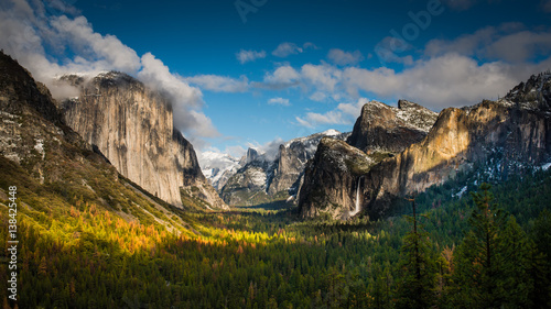 Tunnel View, Yosemite Valley, and Bridalveil Fall After a Winter Storm in Yosemite National Park