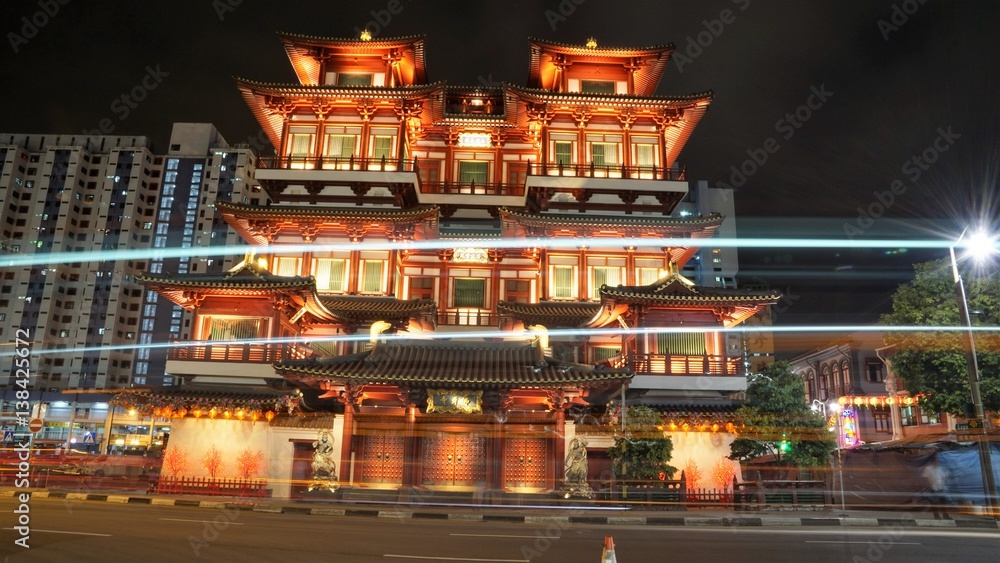 Singapore Buddha Tooth Relic Temple at night