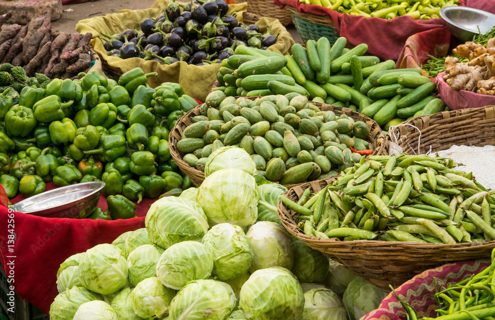 Vegetable and fruit on market in India