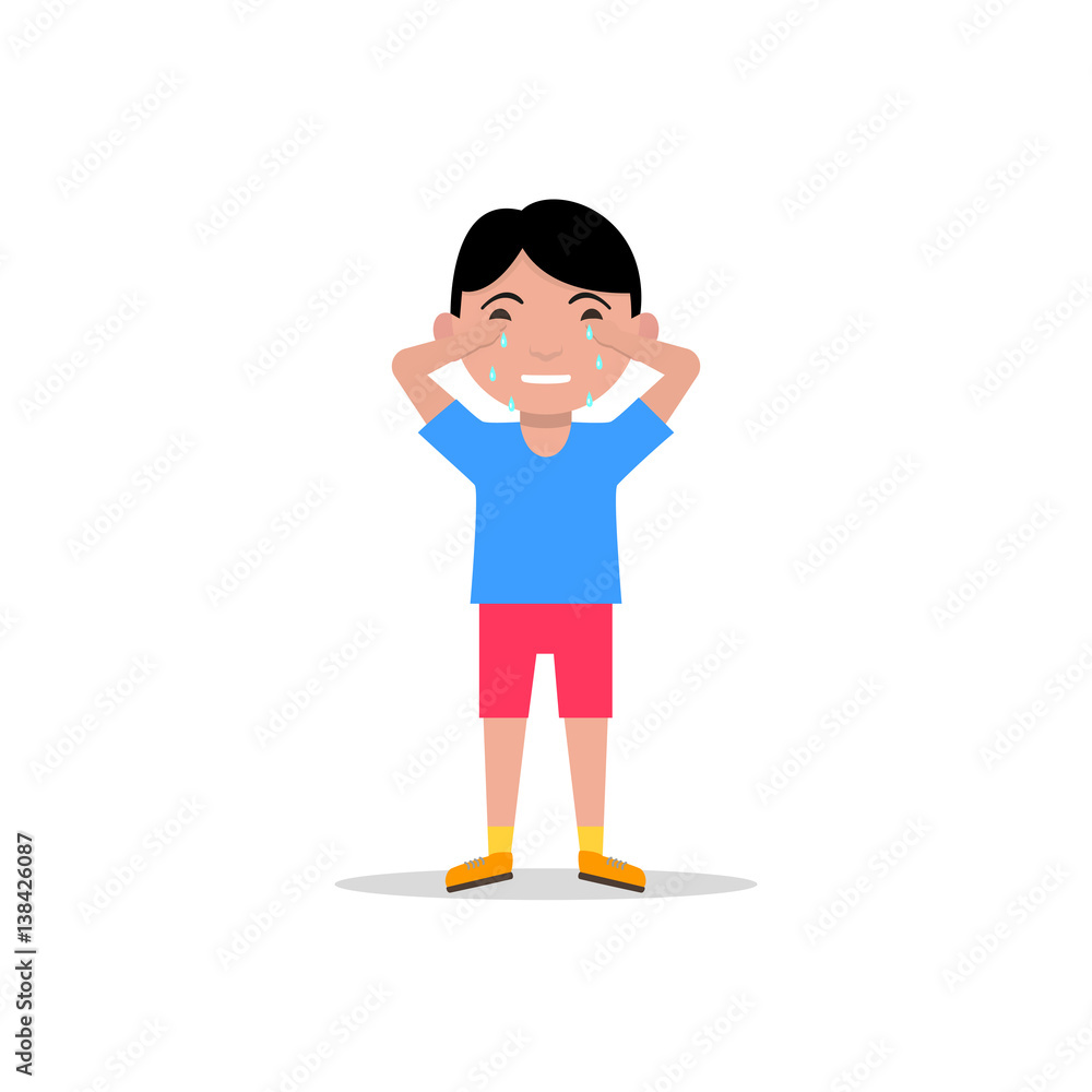 Vector illustration cartoon sad little boy crying Vector illustration cartoon sad little boy crying