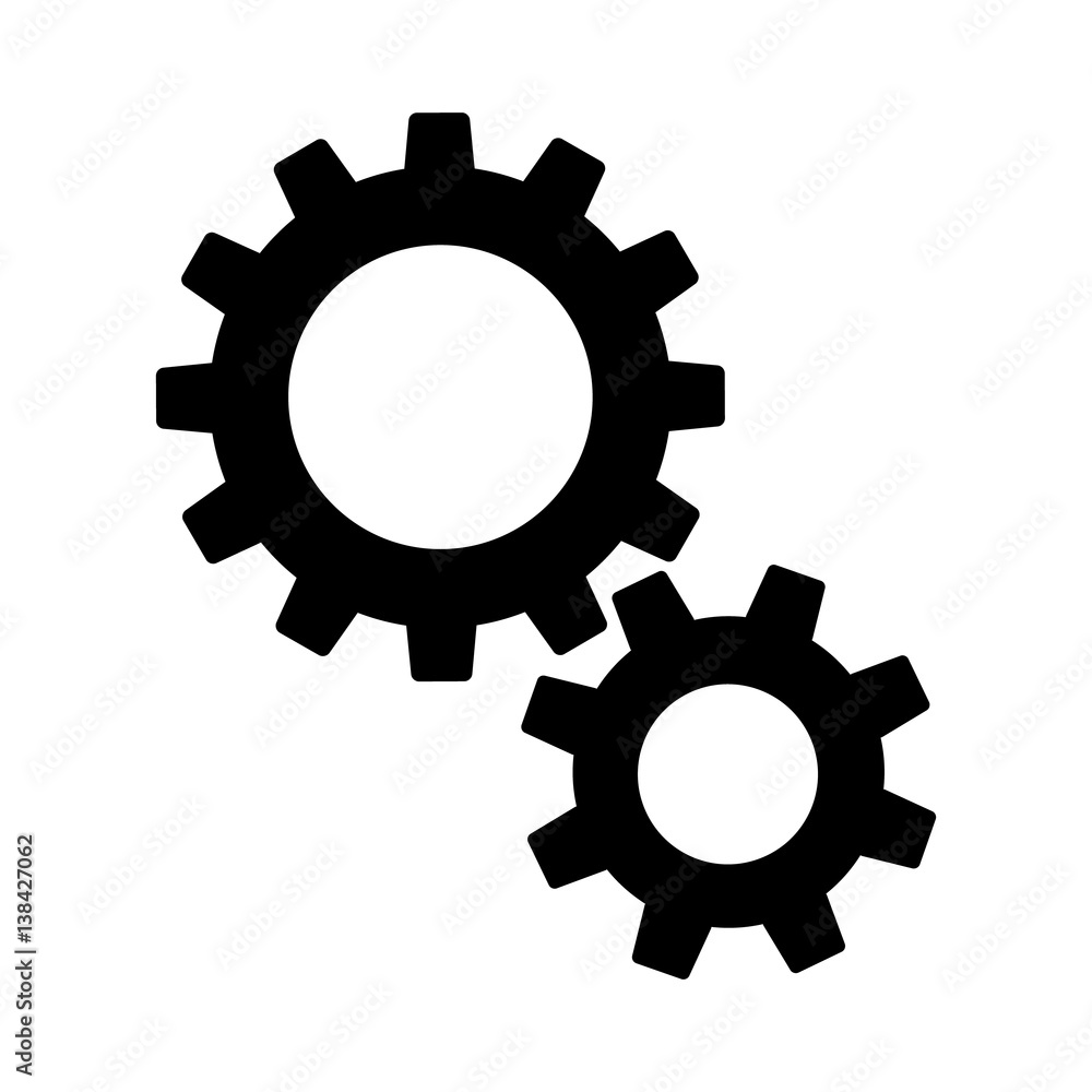 two intersecting gears of black vector illustration two intersecting gears of black vector illustration