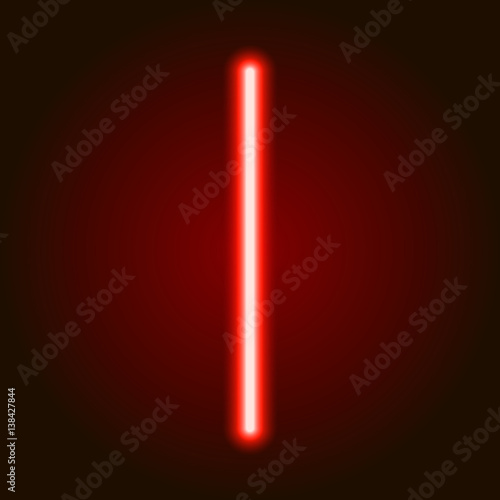 single light red neon letter I of vector illustration