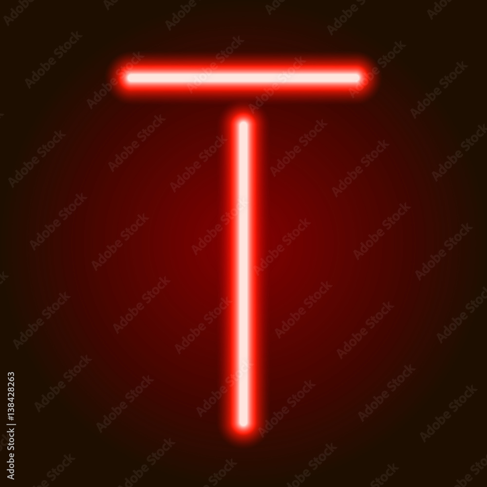 alias Er is een trend Weggelaten single light red neon letter T of vector illustration Stock Vector | Adobe  Stock