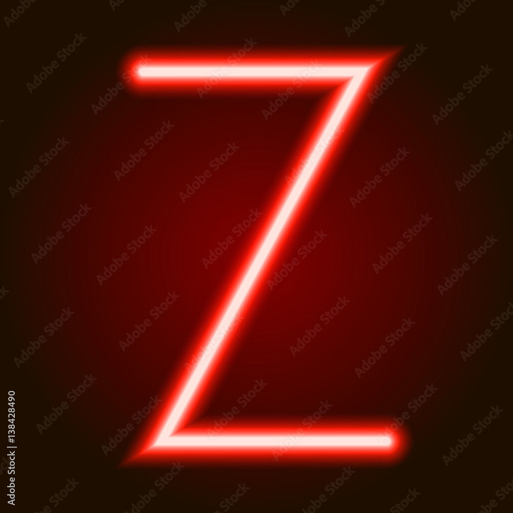 single light red neon letter Z of vector illustration single light red neon letter Z of vector illustration