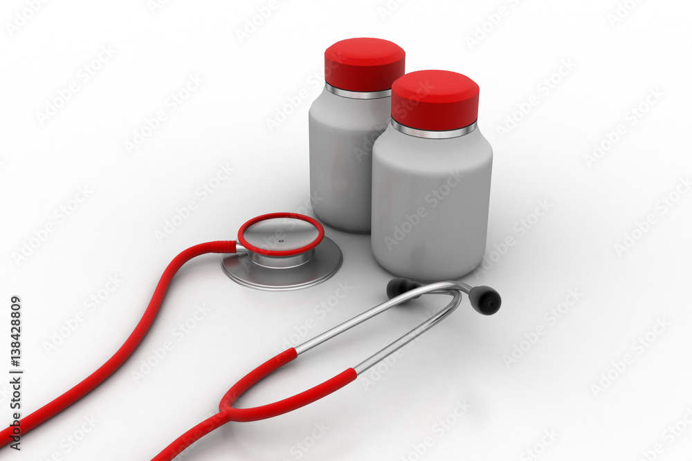 Stethoscope with medicine bottle Stethoscope with medicine bottle