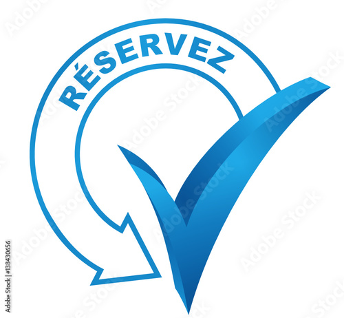 réservez sur symbole validé bleu