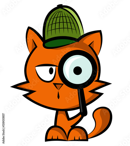 Cat with a magnifying glass