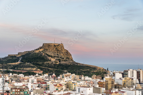 Aerial view of Alicante at the sunset, Costa Blanca, Valencia province. Spain.