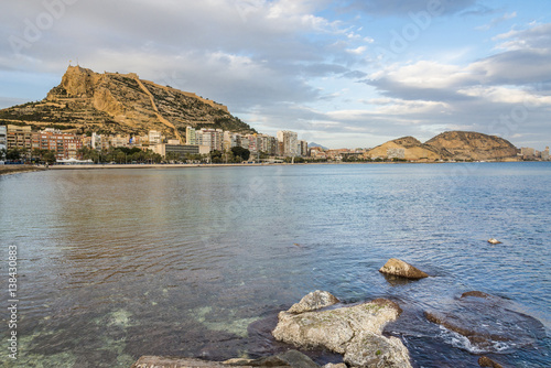 Seaside view of Alicante at the sunset, Costa Blanca, Valencia province. Spain. photo