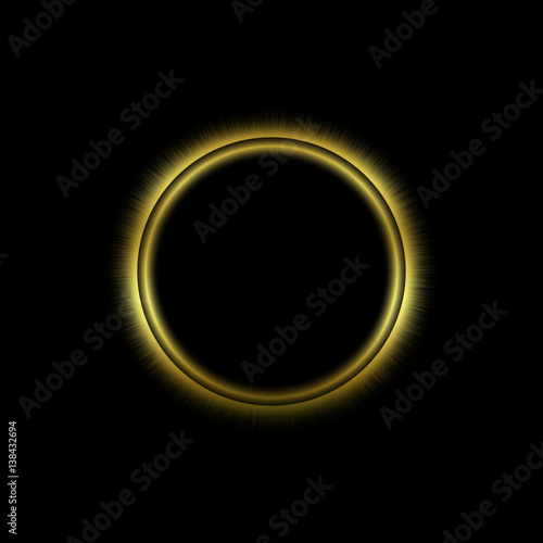 Shiny golden ring with golden rays