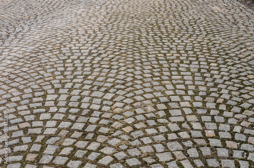 street paved with granite stones (cobblestone) background