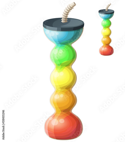 Rainbow ice cup (Frozen drink) unusual shape. Cartoon vector icon isolated on white background . Series of food and ingredients for cooking.