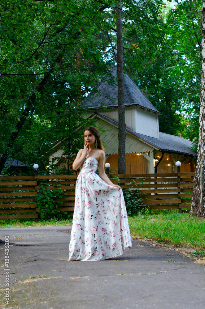 Fototapeta premium beautiful girl in a white dress