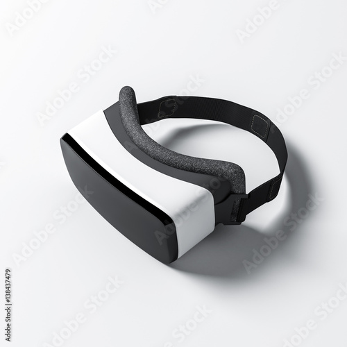 Virtual reality headset, VR goggles on white plane, 3d rendering
