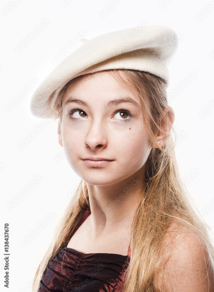 Portrait of a Girl with White Beret Portrait of a Girl with White Beret