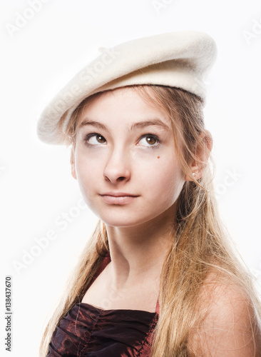 Portrait of a Girl with White Beret