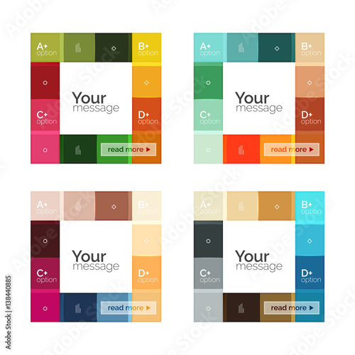 Square and stripes geometric infographic templates