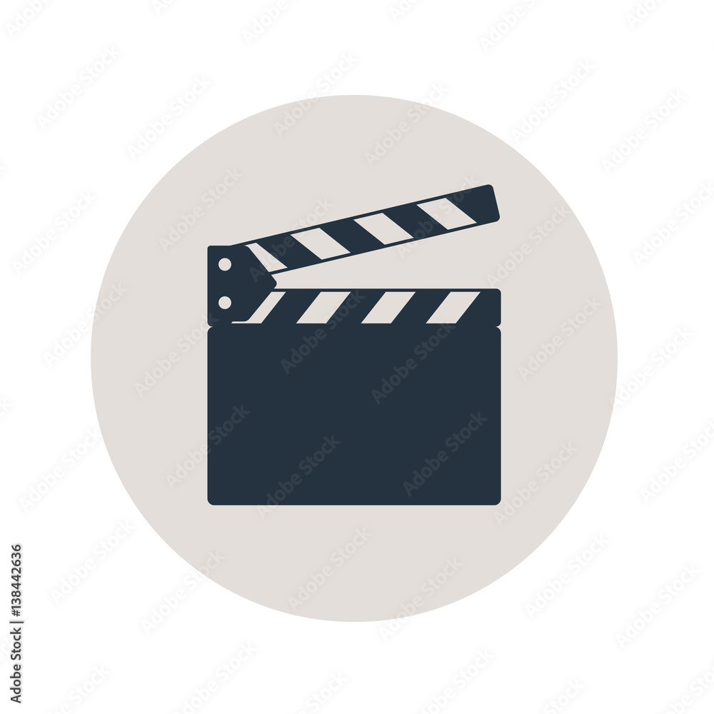 Naklejka premium Icono plano claqueta en circulo gris