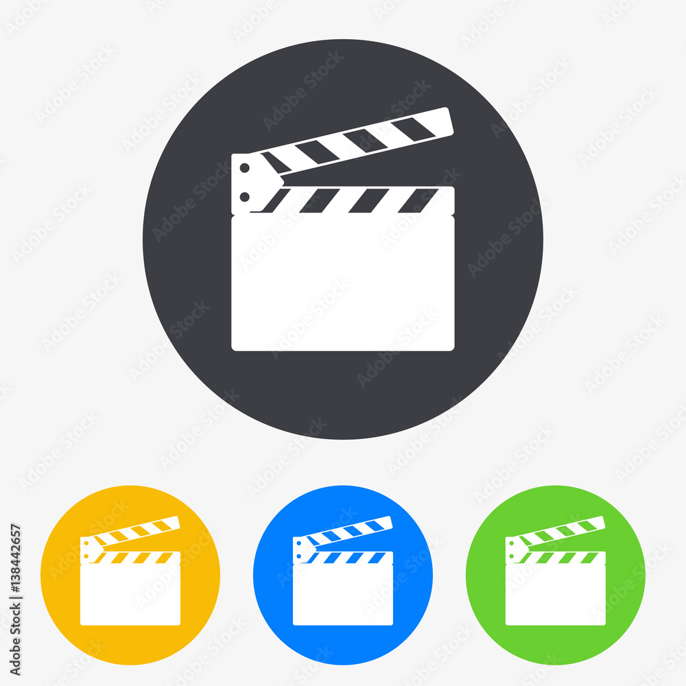 Fototapeta premium Icono plano claqueta en circulo varios colores