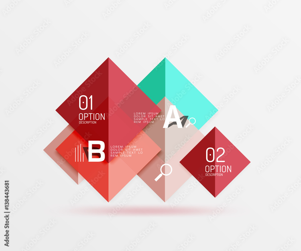 Modern flying square infographic Modern flying square infographic