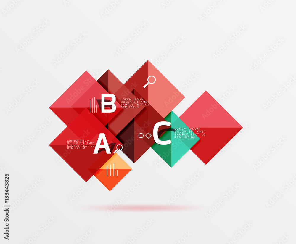 Modern flying square infographic Modern flying square infographic