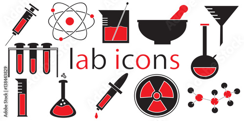 Laboratory icons vector isolated white background.