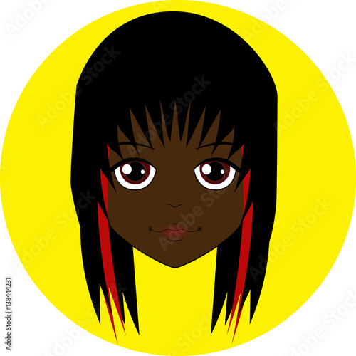 cheerful dark-skinned face dolls with short black hair and big brown eyes