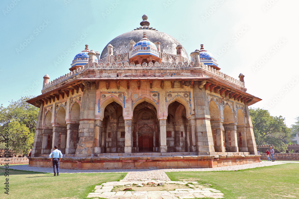 Fototapeta premium Isa Khan's tomb, built during 1547-48 AD, is situated near the Mughal Emperor Humayun's Tomb complex in Delhi.