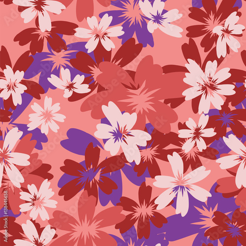 Flowers spring summer color seamless pattern. Vector illustration.