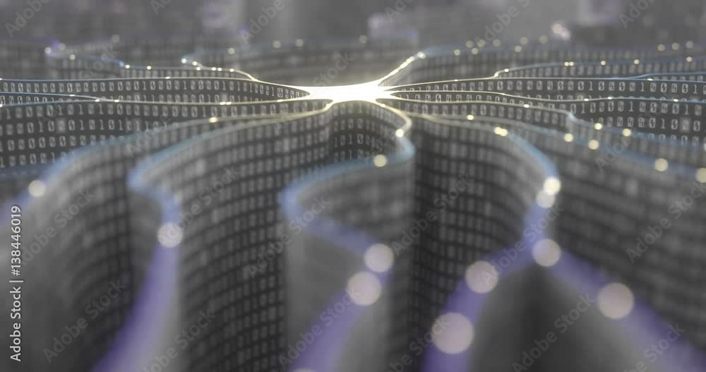 Artificial neuron in concept of artificial intelligence. Wall-shaped ...