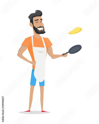 Smiling Man with Beard Cooking