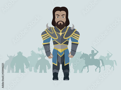 Fantasy Knight Character Vector Illustration.