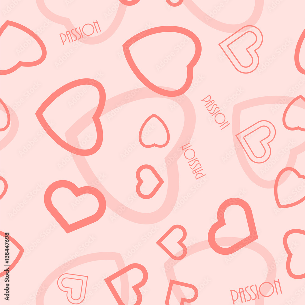 Heart symbol passion text seamless pattern. Abstract vector illustration. Heart symbol passion text seamless pattern. Abstract vector illustration.