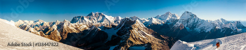 Panorama of Roof of the World Everest and other highest Peak photo