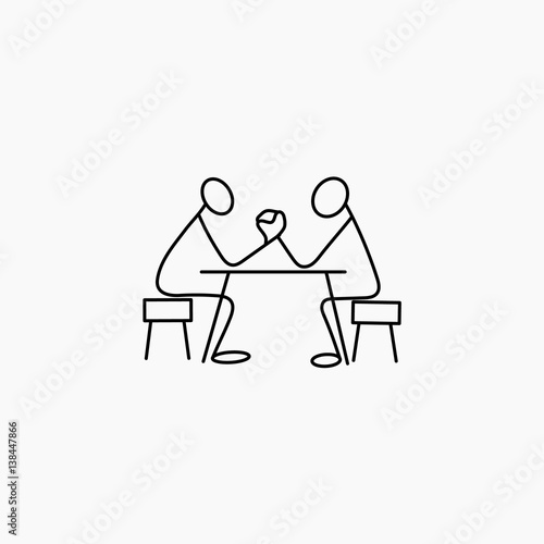 Stick figure men armwrestling