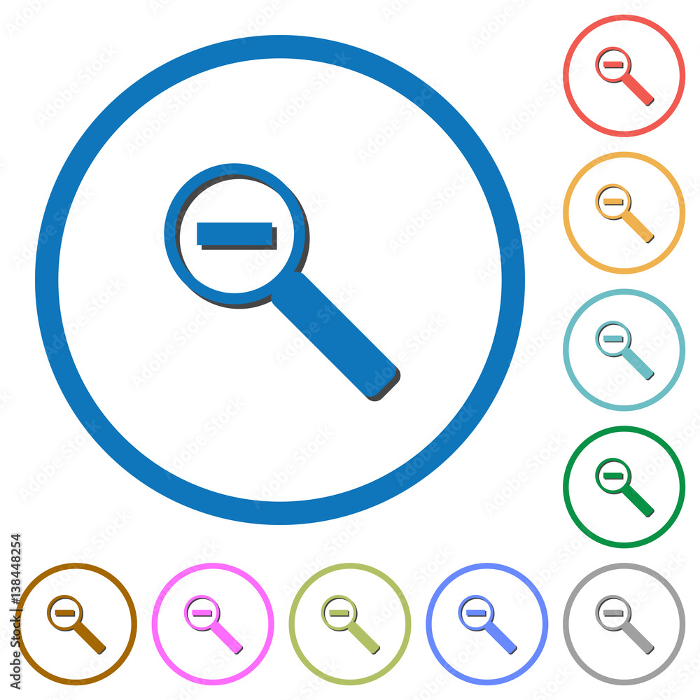 Zoom out icons with shadows and outlines Zoom out icons with shadows and outlines
