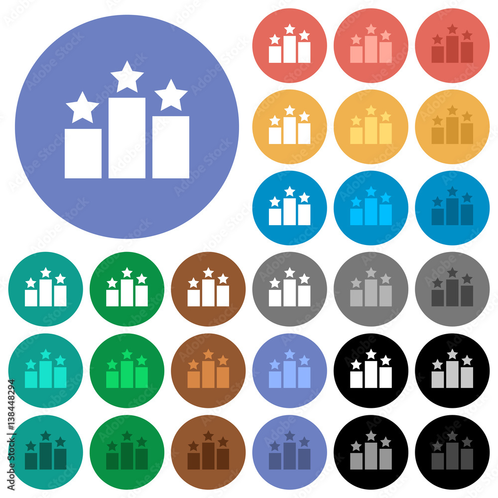 Ranking round flat multi colored icons Ranking round flat multi colored icons