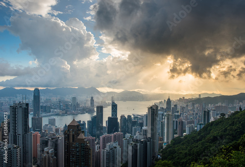 Canvas Print view of the city and the bay from Victoria Peak