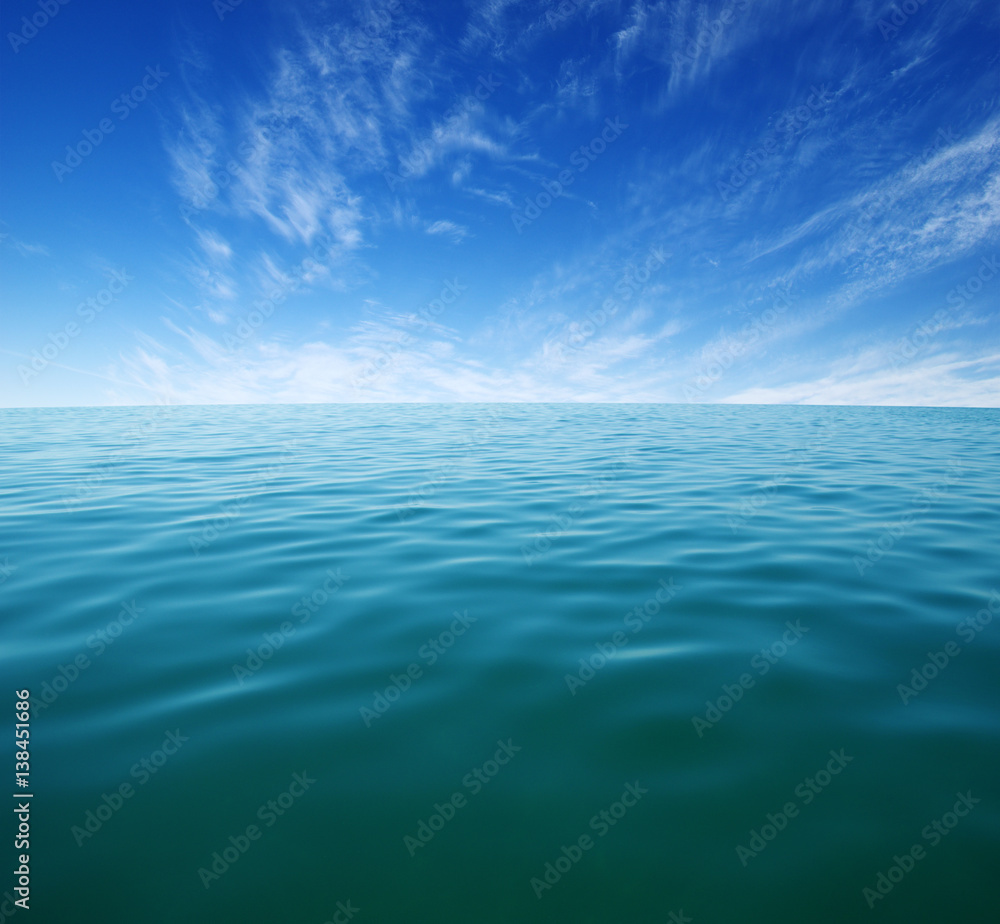 Blue sea water surface - obrazy, fototapety, plakaty 