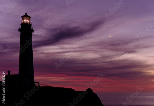 Pigeon Point Lighthouse at sunset, built in 1871