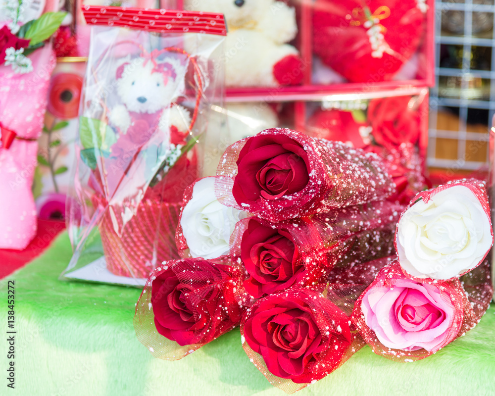 valentine`s day with roses and gift and date 14.02. valentine`s day with roses and gift and date 14.02.
