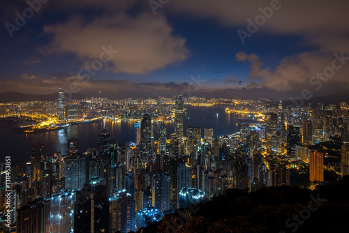 Night view from Victoria Peak in Hong Kong © shirophoto