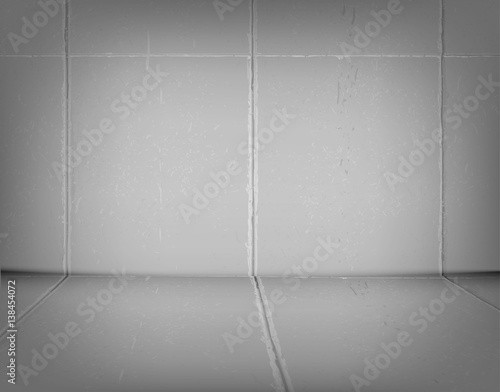 Old interior of a room with concrete emptiness. Vector
