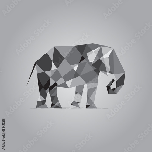 Elephant in polygon cubist style vector