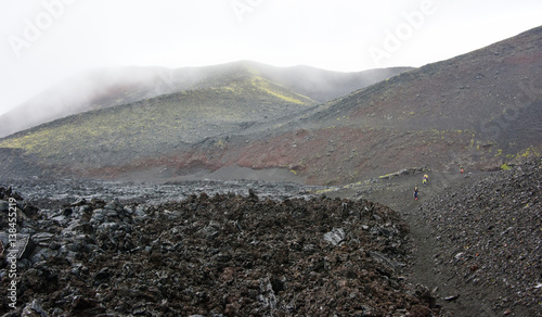 Trekking near lava fields at Kamchatka