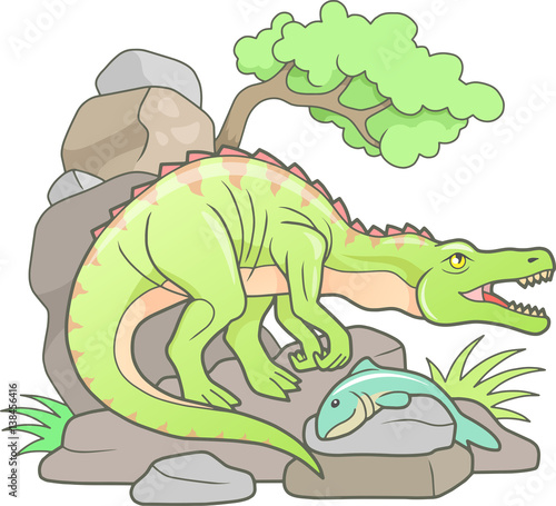 carnivores Baryonyx caught a big fish

