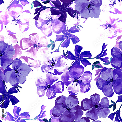 Wallpaper Mural Watercolor floral blossom, seamless pattern, hand painting Torontodigital.ca