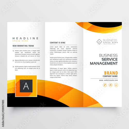yellow orange black trifold brochure flyer design template for your business